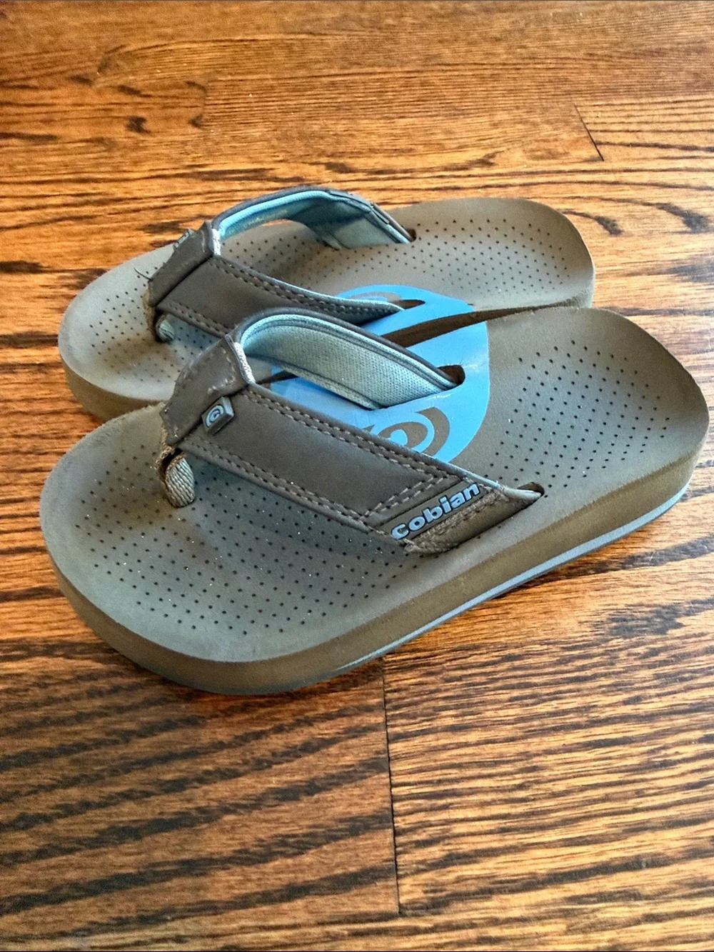 Kids Cobian Flip Flop Sandals with Blue Insole Accent